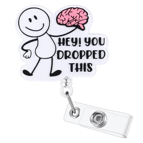 Hey You Dropped This Funny Badge Reel, Cute Brain Retractable ID Card Badge Holder, Name Tag Work Badge Clip for Neurology CT RN LPN CNA MA ER Night Shift Nurse Nursing Student Doctor, Nurse Gifts
