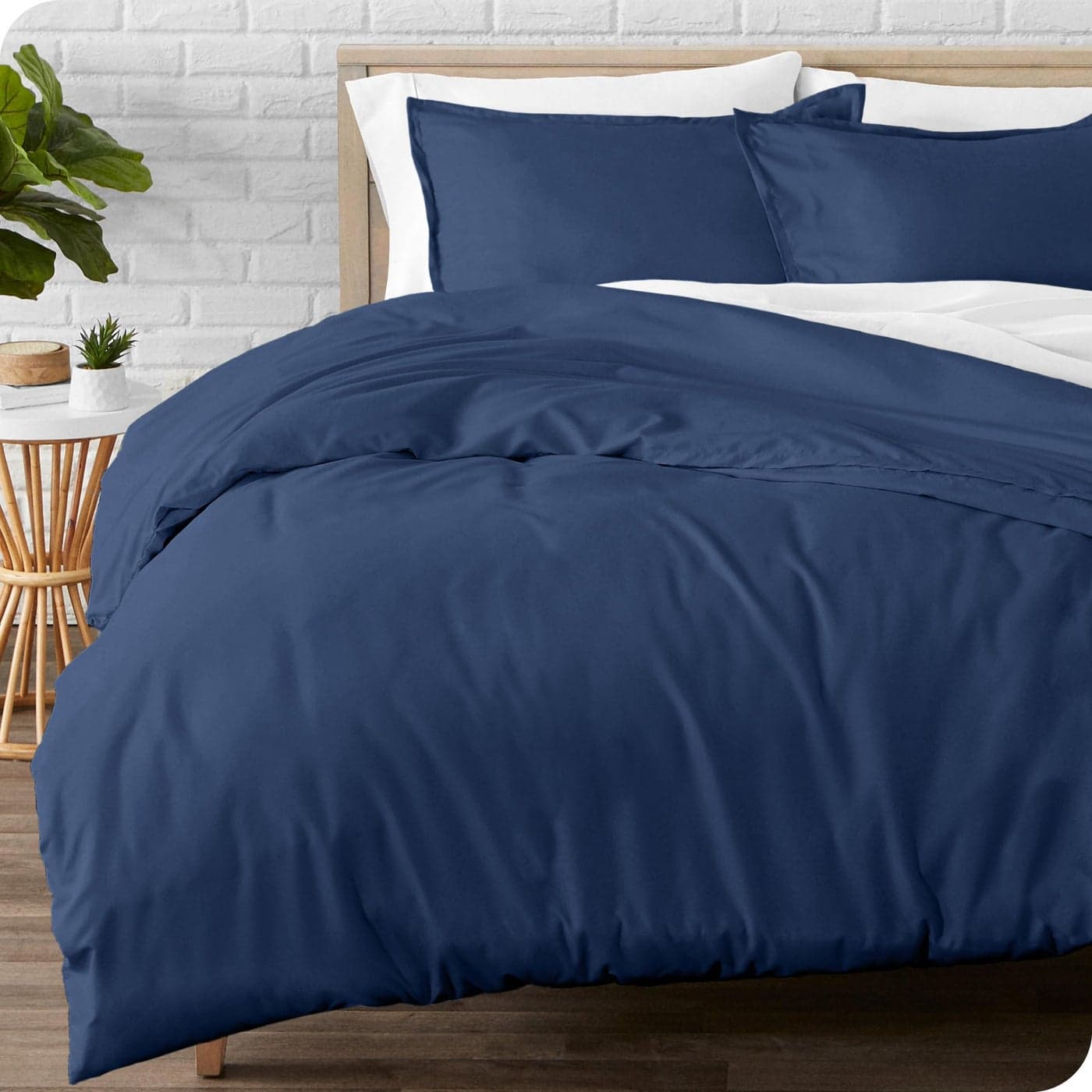 Bare Home Flannel Duvet Cover Set FullQueen 100 Cotton Velvety Soft Heavyweight Premium Flannel Double Brushed Includes Sham Pillow Covers FullQueen Dark Blue