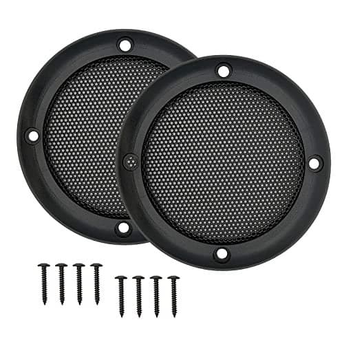 3.5" Speaker Grill Cover, Car Home Speaker Subwoofer Guard Protector, ABS Plastic Frame with Metal Mesh, Black - 2Pcs