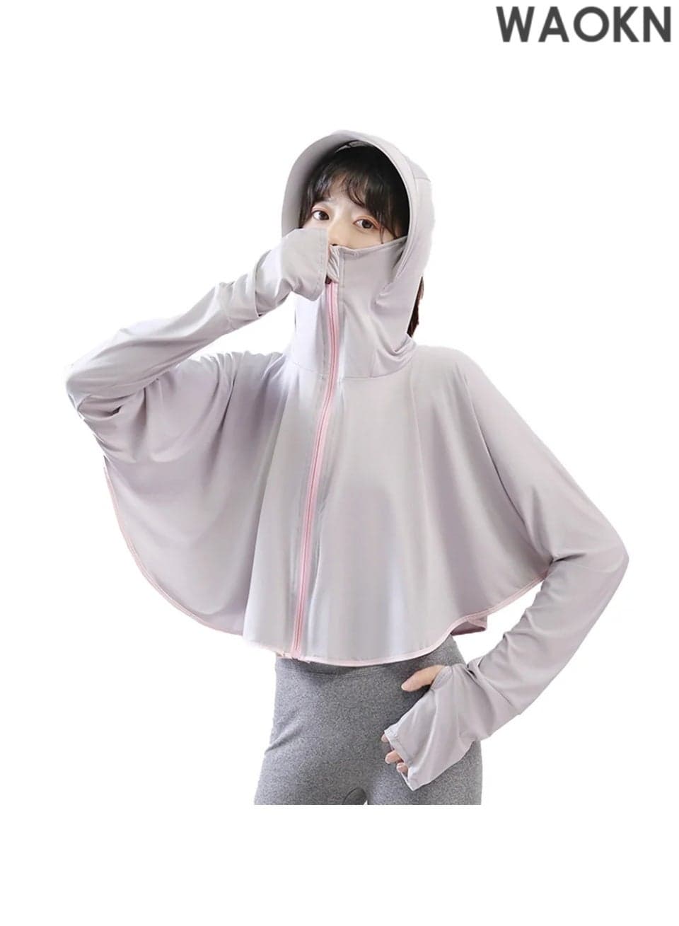 Lightweight Sun Protection Clothing For Women,Long Sleeve Breathable Shirts Lightweight Hoodie Zip Up Outdoor Jacket Coat UPF 50+ Long Sleeve Sun Protection Hoodie Shirt, Long Sleeve Ice Silk Hoodie Shirts for Outdoor Climbing Hiking(Grey)