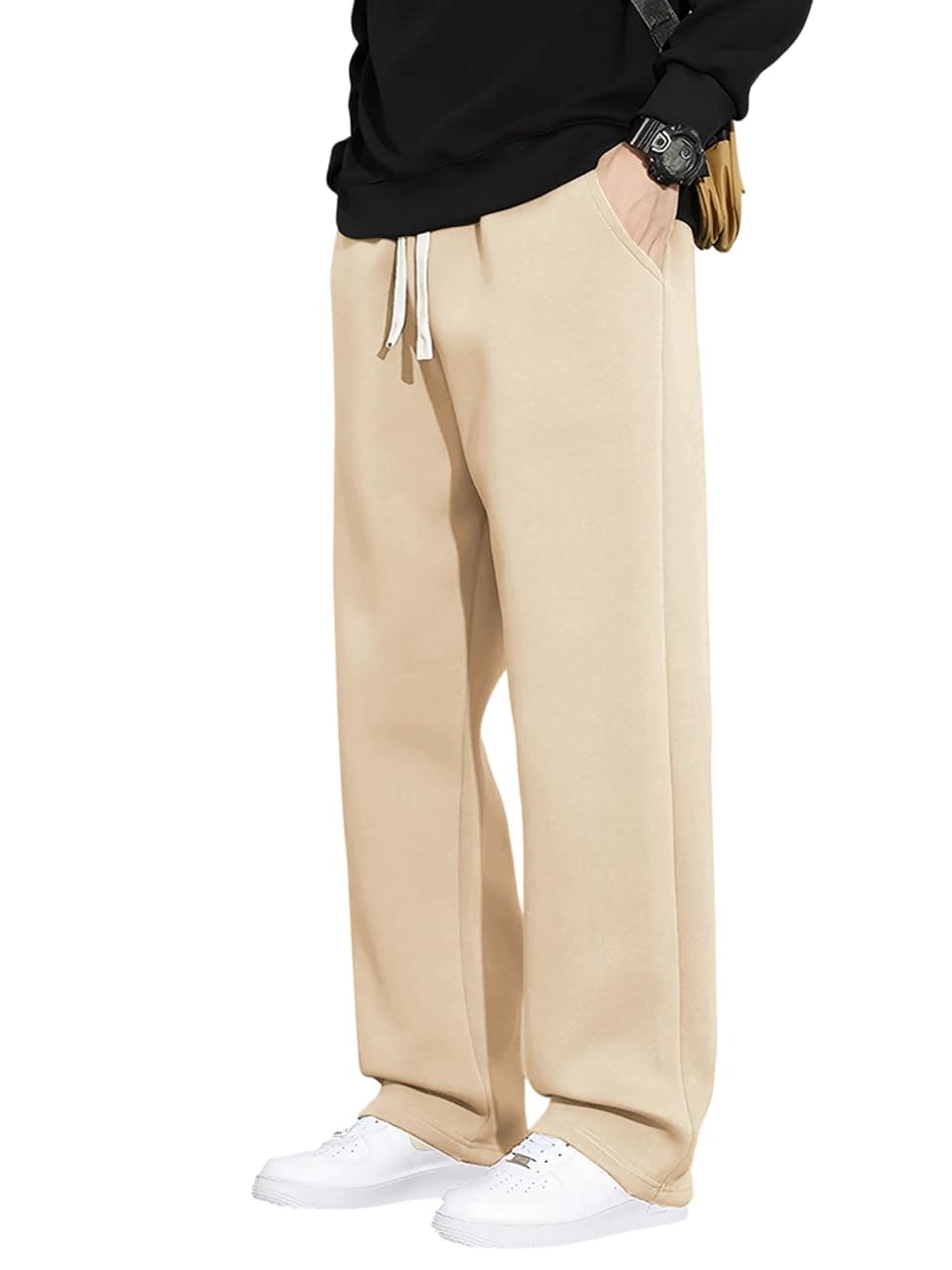 Samfor Track Pant for Men - Stylish, Comfortable & Stretchable Athletic Joggers for Casual & Gym Wear, Loose fit Cream