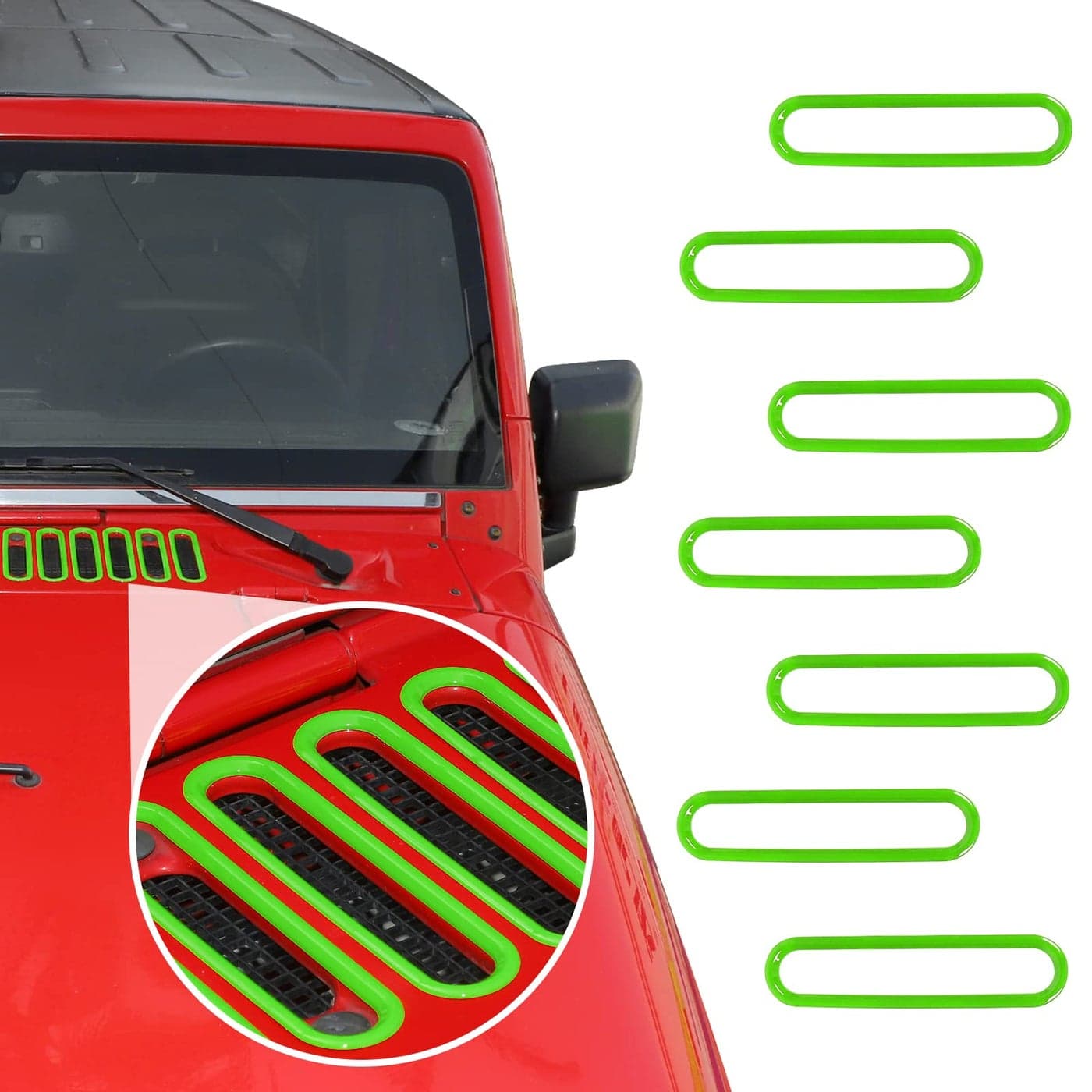 SQQP Hood Vent Cover Cowl Panel Vent Cover Trim ABS Exterior Accessories for 20072018 Jeep Wrangler JK JKU 24DoorGreen