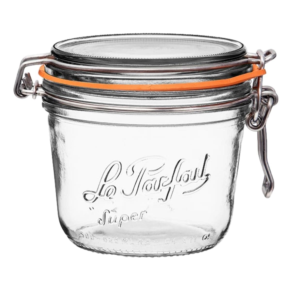 Le Parfait Super Terrine 500ml French Glass Canning Jar wStraight Body Airtight Rubber Seal Glass Lid 16ozPint Single Jar Stainless Wire