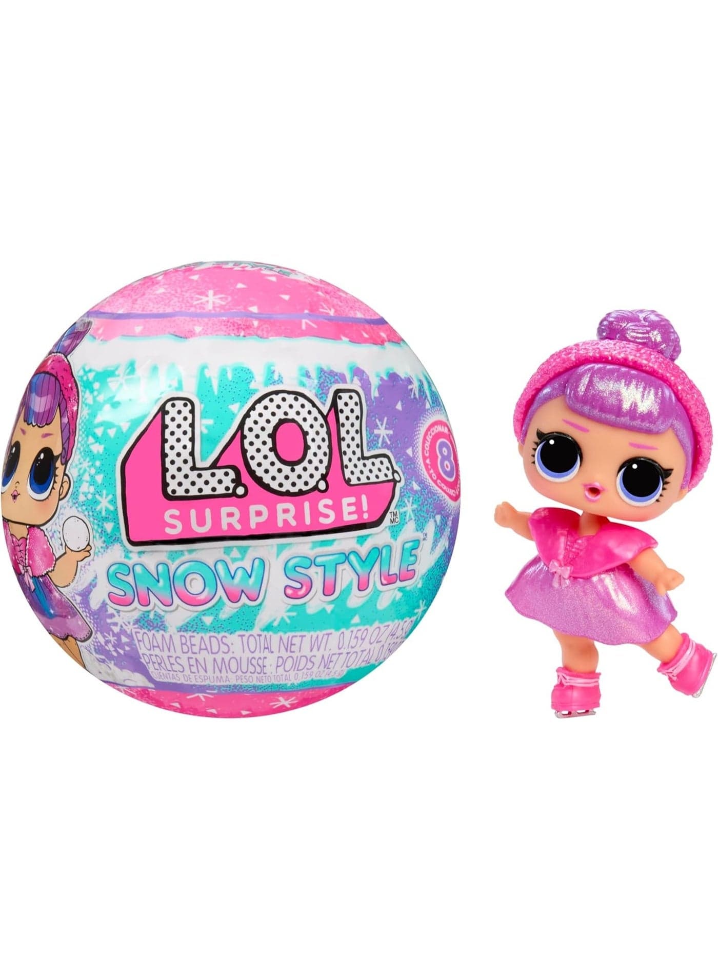 LOL Surprise Winter Snow Dolls Series 2 Collectible Tots with Outfits, Accessories, Snowball Style Packaging, Stickable Snow Play, Unboxing Toy Gift for Kids Girls Holiday Surprise Collection
