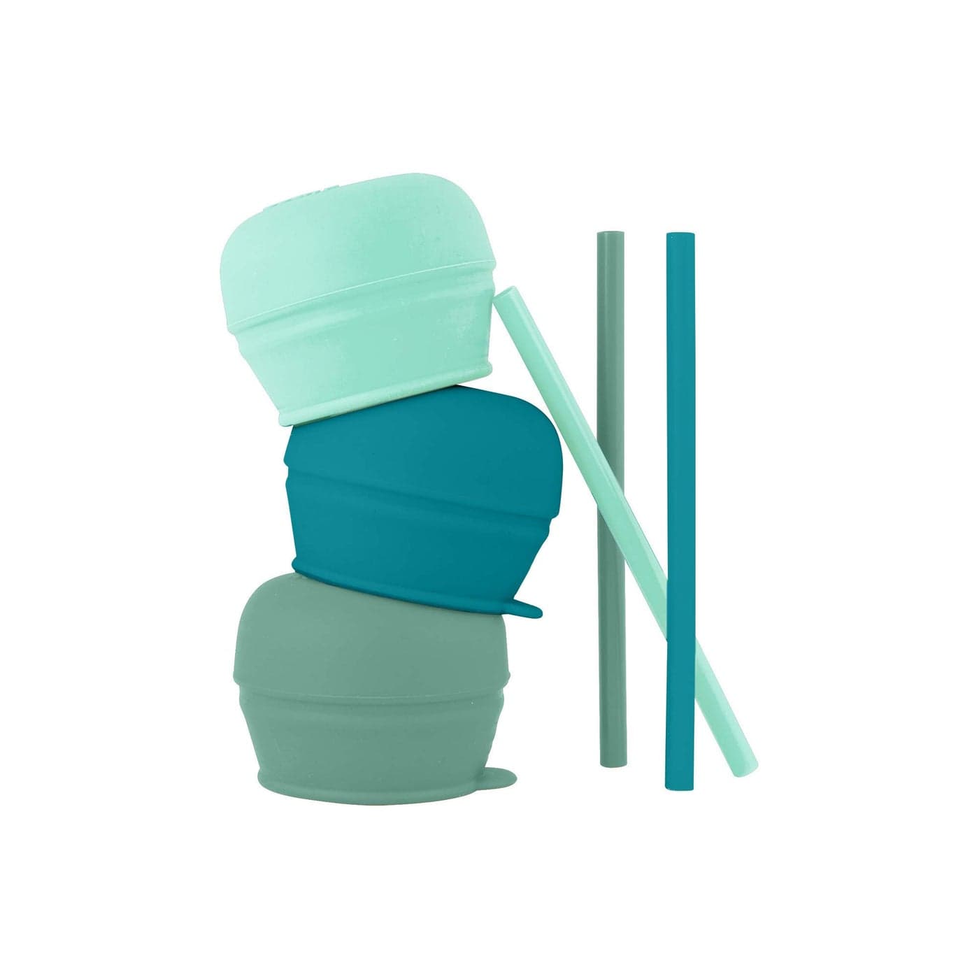 Boon Snug Silicone Sippy Cup Lids and Straws Includes 3 Lids and 3 Straws Convert Any Kids Cups or Toddler Cups into Straw Sippy Cups Toddler Feeding Supplies and Travel Essentials Green