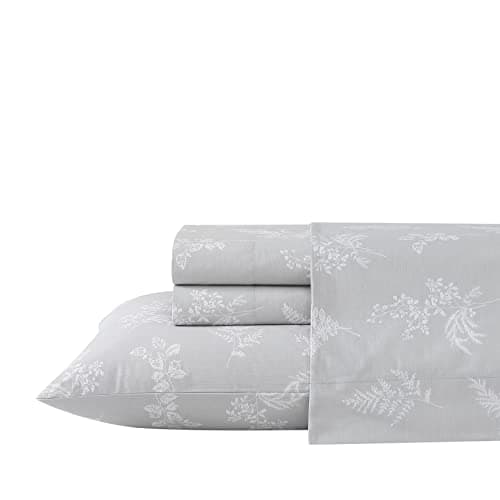 Stone Cottage - Twin Sheets, Cotton Percale Bedding Set, Crisp & Cool Ideal Bedding Set (Foliage, Twin)