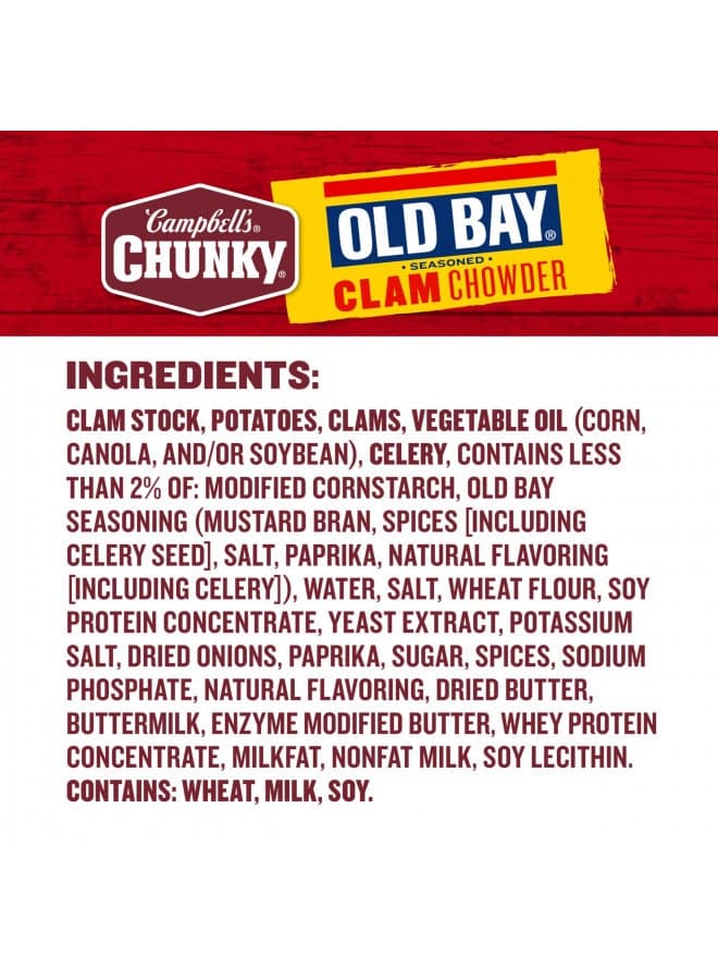 Campbell's Chunky Soup, OLD BAY Seasoned Clam Chowder, 18.8 oz Can