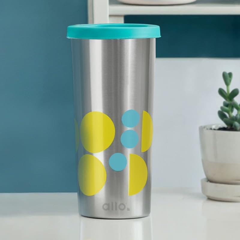 Allo Stainless Steel Tumbler with Lid, Leak Proof Water Tumbler for Home, Office, School, Travel, Kids Rust Proof, Multipurpose Storage Glass for Juice, Tea, Coffee, Milk, Blue (550Ml)