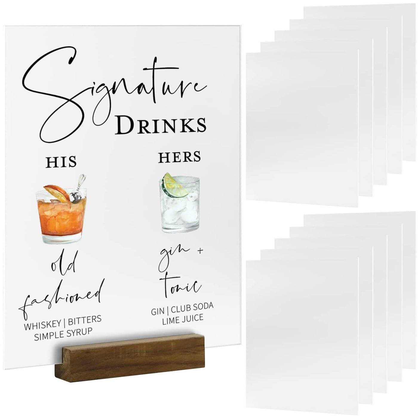 10 Pack 8x10 Inch Frosted Acrylic Signs Blank DIY Blank Frosted Acrylic Sheet Sign 18 inch Thick for Wedding Reception Sign Party EventsWood Stand NOT Included