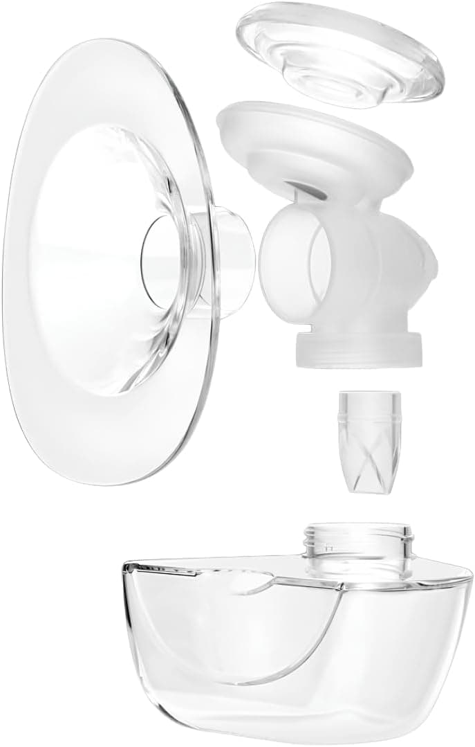 Zomee Fit Breast Shield Replacement Kit Includes 25mm Flange Breast Shield Body Diaphragm Duckbill Valve and 6 oz Removable Portable Milk Bottle Storage Container Pump Not Included