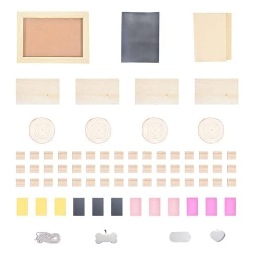 Longer 77pcs Laser Engraving Material Kit DIY Material Package for Custom Business Card Metal Plywood Pet ID Keychain