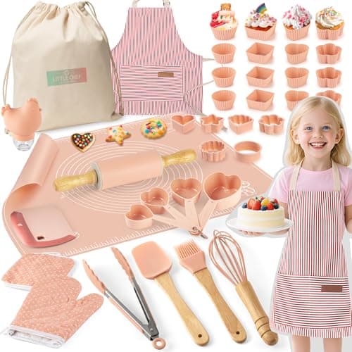 Ultimate Baking Kit for Kids 38 Piece Kitchen Tools Food Grade Silicone BPABPS Free Real Cooking Set for Ages 812 Girls Boys Birthday Stocking Stuffer Danish Orange