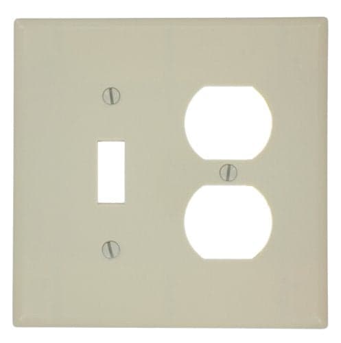 Leviton 2-Gang 1-Toggle 1-Duplex Device Combination Wallplate, Midway Size, 80505-I, Ivory
