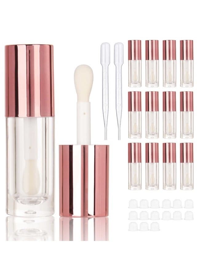 14pcs Empty 6ml big doe foot wand Chunky lip gloss tubes for DIY lipgloss,Pink round lipgloss containers tubes with thick wand (Rose gold)