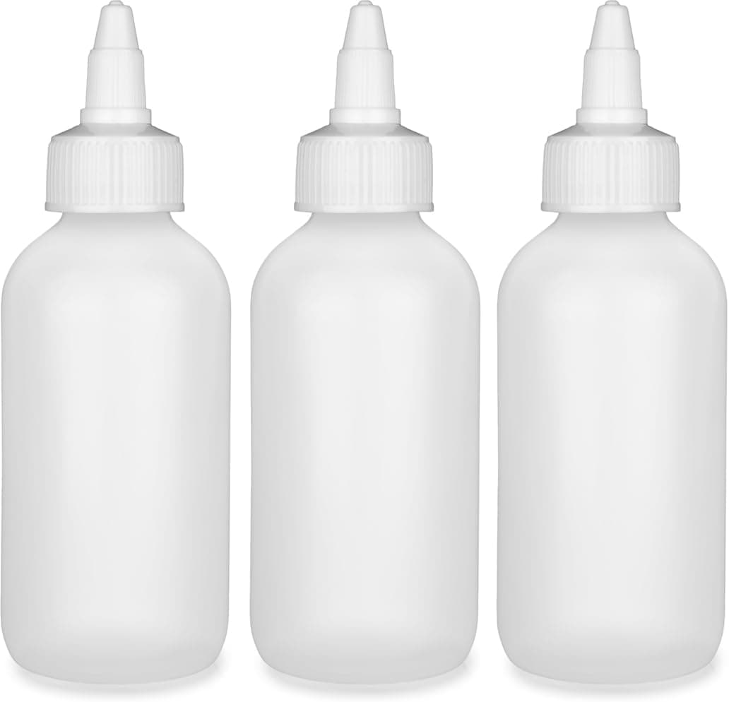 BRIGHTFROM Twist Top Applicator Bottles Squeeze 4 OZ Empty Plastic Bottles Refillable OpenClose Nozzle Leak Proof Multi Purpose 3 PACK