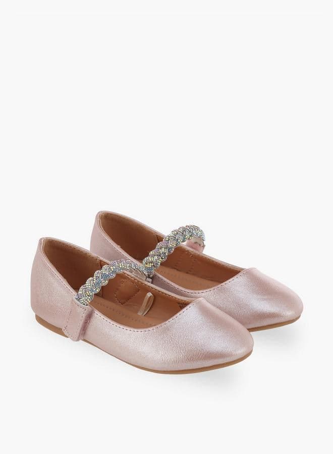 Flora Bella Girls Embellished Hook & Loop Mary Jane Shoes