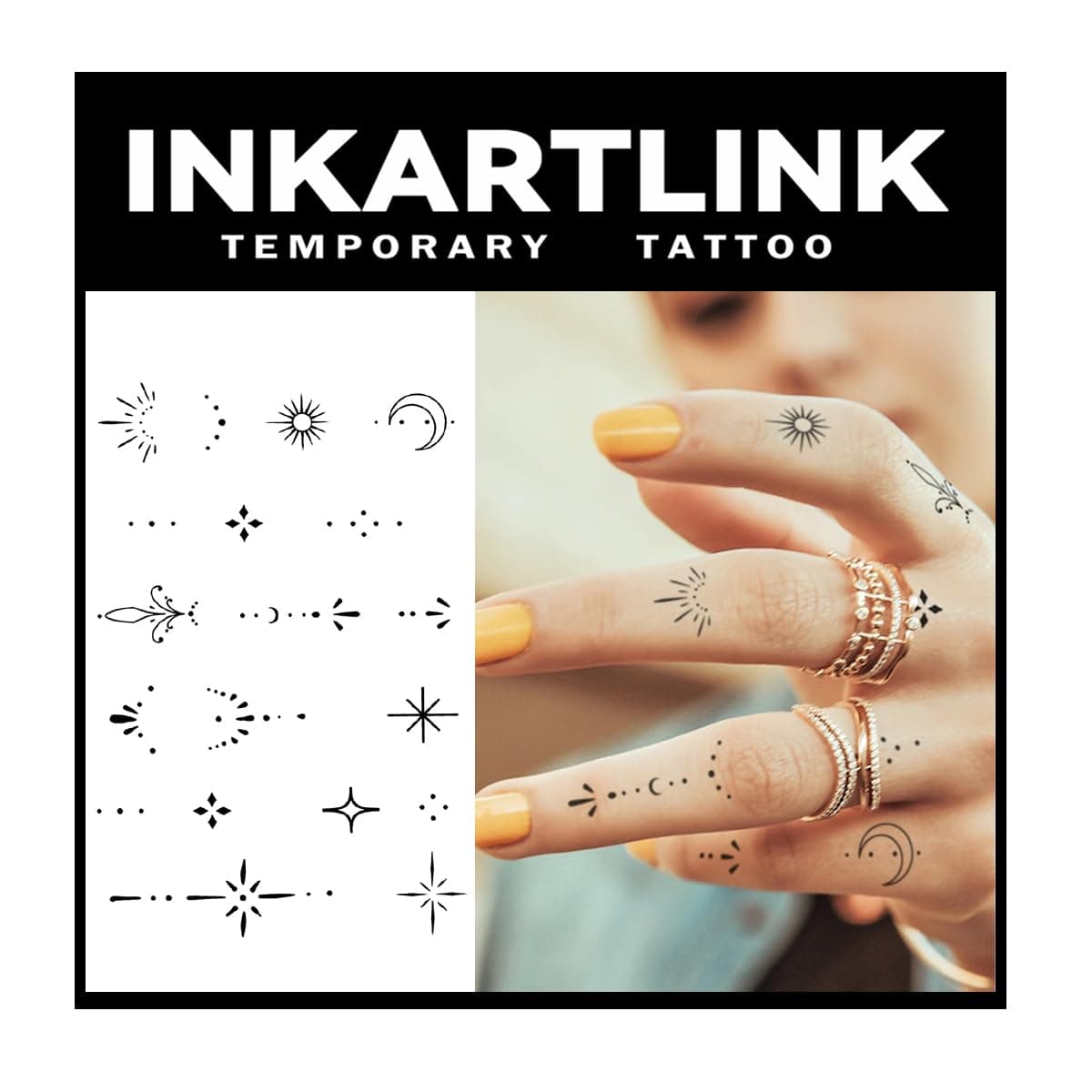 INKARTLINK Tattoo Tech 2 Sheets Medium Semi Permanent Tattoo Adult Art Design Temporary Tattoos Lasts 12 Weeks Henna Finger Tattoo for Women 2