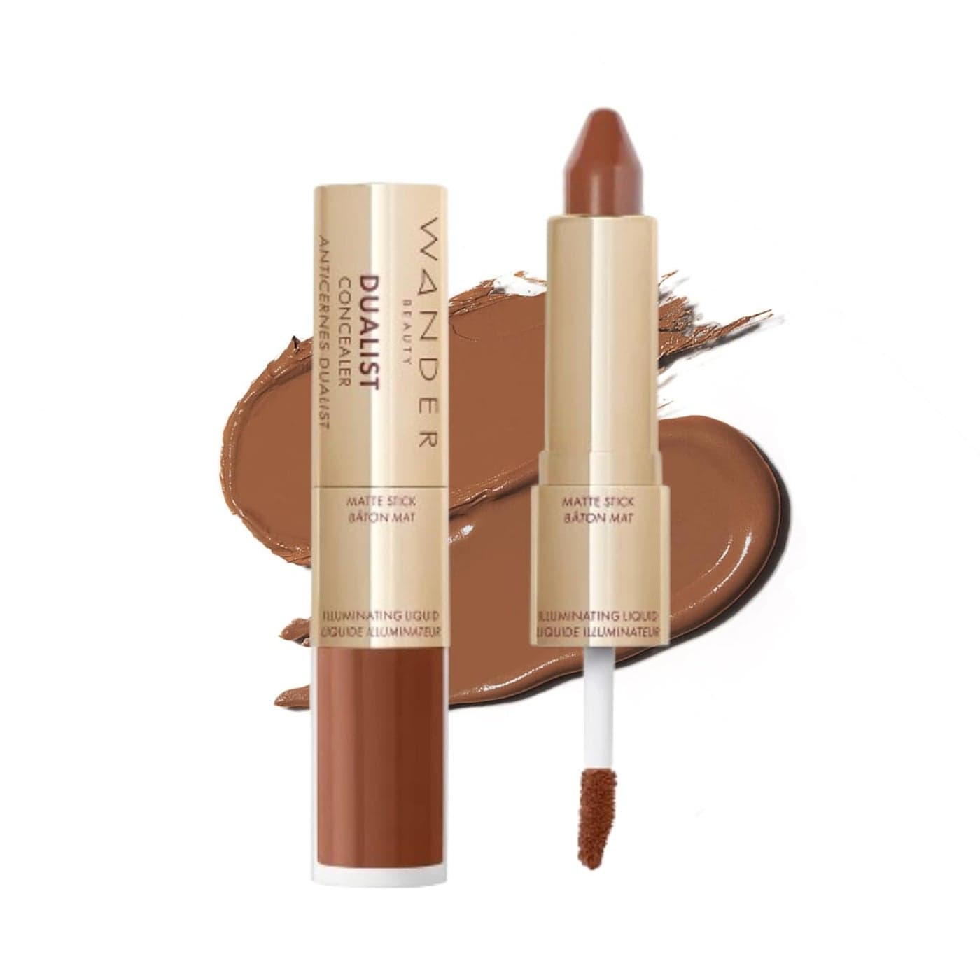 Wander Beauty Dualist Matte and Illuminating Concealer Makeup Ebony DualEnded Matte Liquid Concealer Stick Full Coverage Formula to Brighten Firm Hydrates Under Eyes 028 fl oz