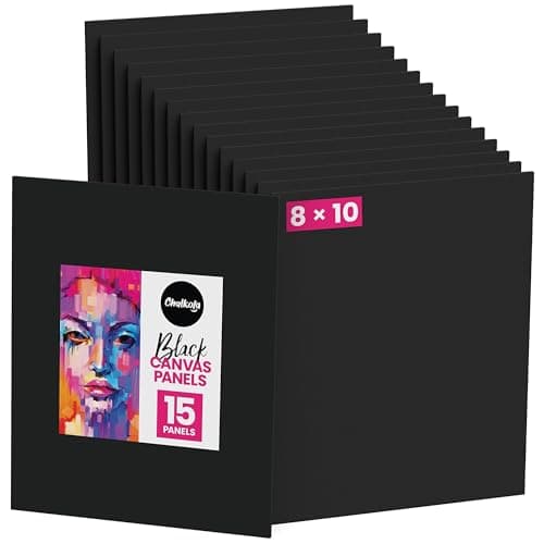 Chalkola Black Canvas Panels 8x10 inch (15 Pack) - Black Canvas for Painting Acrylic & Oil Art, Primed 100% Cotton Boards, Acid-Free Canvases for Professional Artists, Hobby Painters, Kids & Beginners