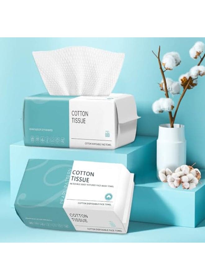 Disposable Face TowelCotton Facial Dry Wipe for Sensitive Skin Facial Tissues for Skin Care Facial Cleansing Makeup Wipes Makeup Remover Towels Upgraded and Thickened