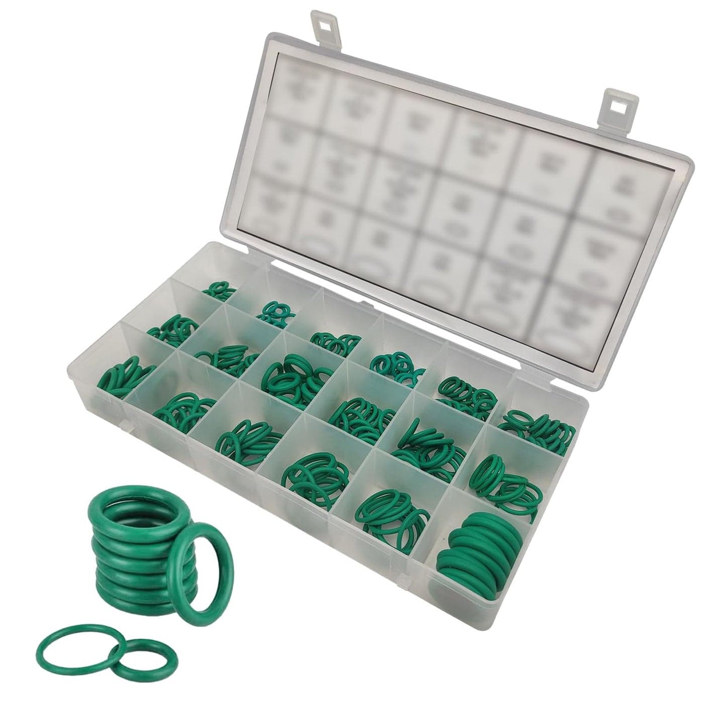 gunhunt 270 PCS Car Seal Ring Classification Kit 18 Sizes of High Pressure and High Temperature Resistant Rubber ORings Car Air Conditioner AC Repair Gasket Seal Ring Universal for Cars Green