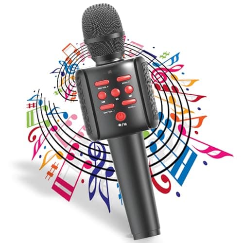 Pick Ur Needs Wireless Microphone Karaoke Mic Rechargeable Bluetooth Handheld for Singing & Party (Black)