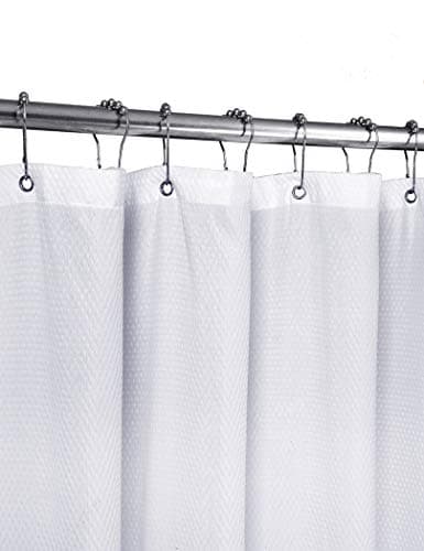 Home Queen Waffle Weave Shower Curtain, Bath Liner with Soft Touch, Water Repellent Bathroom Curtain Liner with Bottom Magnets and Reinforced Grommets,72 W x 72 L Inches, White