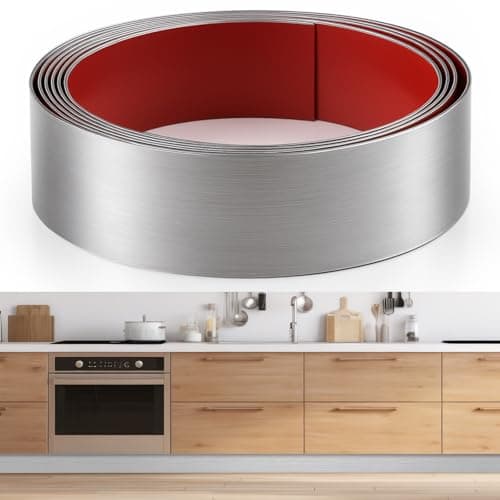 Otoolling 1 Pack 4 in x 20ft Stainless Steel Kick Plate for Protection Decoration DIY Self Adhesive Metal Kick Plates for Interior or Exterior Wall Kitchen Cupboard Dishwasher(Silver)