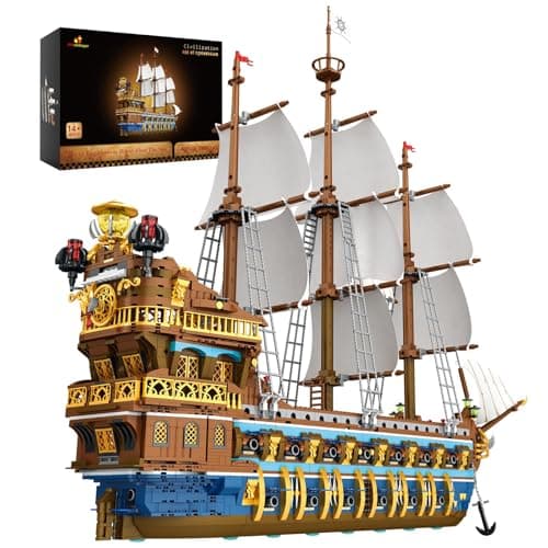 JMBricklayer Pirate Ship Building Sets for Adults Gorgeous Royal Fleet Ship with Tiered Design Attractive Pirate Toys Building Blocks Pirate Ship Display Gifts for Teens Adults2830 Pieces