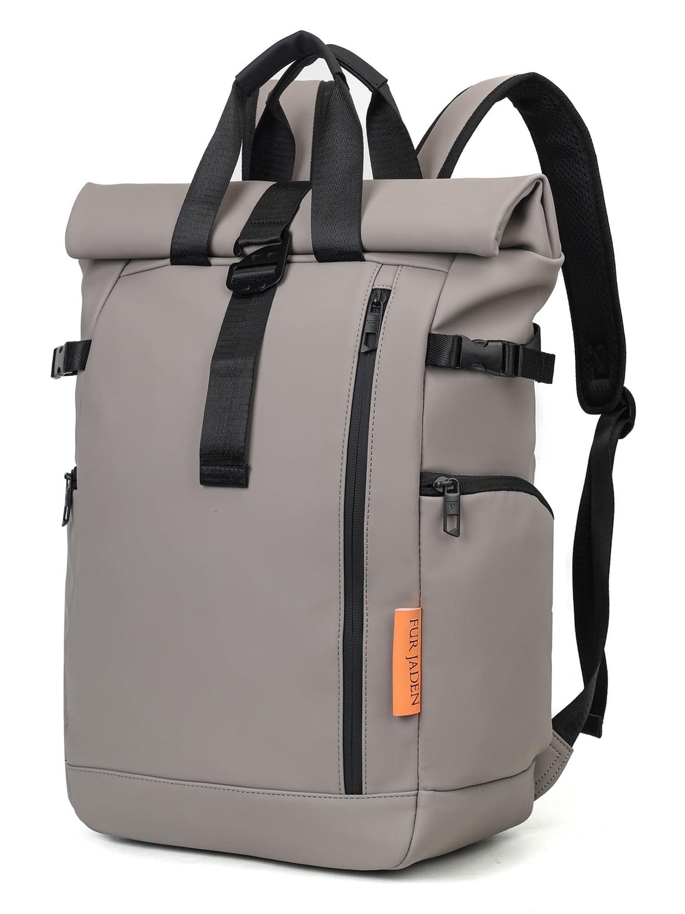 FUR JADEN Vegan Leather Stylish 15.6 Inch Premium Laptop Backpack for Office & Travel (Grey)