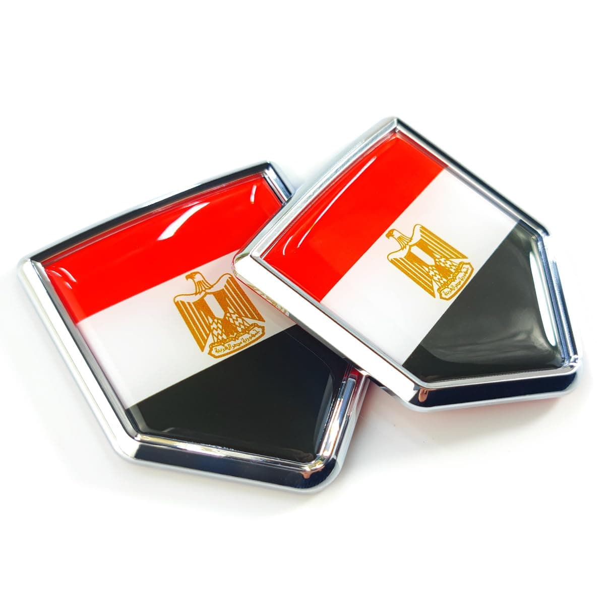 Newperlite Egypt Flag Decal Sticker Car Emblem Egyptian Flag Car Decoration Accessories Chrome Shield for Truck Vehicles Cars 2 Pack