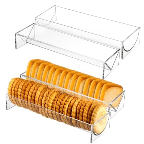 SOUJOY 4 Pack Cracker Tray for Serving, Acrylic Biscuit Stand Cracker Server Holder, Rectangular Clear Food Display Holder for Countertop, Home, Wedding Events, Parties and Events