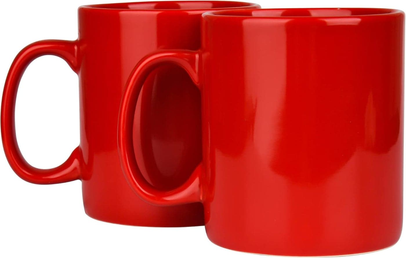 30oz Super Large Ceramic Coffee Mugs Large Handles Set of 2 Red