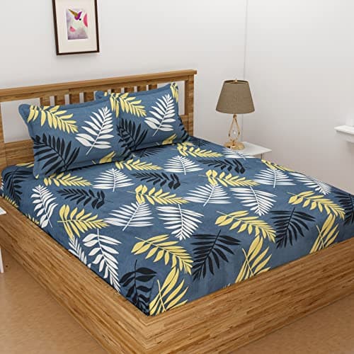 BSB HOME® Aspire Collections 120 TC Microfiber Flat Double/Queen Size Bedsheets with 2 Pillow Covers, 110 GSM Printed Multicolour, 86 x 88 Inch