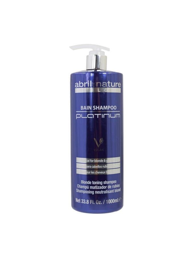 Abril Et Nature Bain Shampoo Platinum - 1000 ml - Purple Toning Shampoo - to Tone Down Grey or Bleached Hair - Eliminates Brassy Yellow Tones-Keratin Hair Treatment