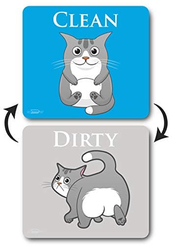 Gray Funny Cat Clean Dirty Dishwasher Magnet Dishwasher Magnet Clean Dirty Sign Reversible Funny Dish Washer Refrigerator Sign Cute Cat Stickers Double Sided