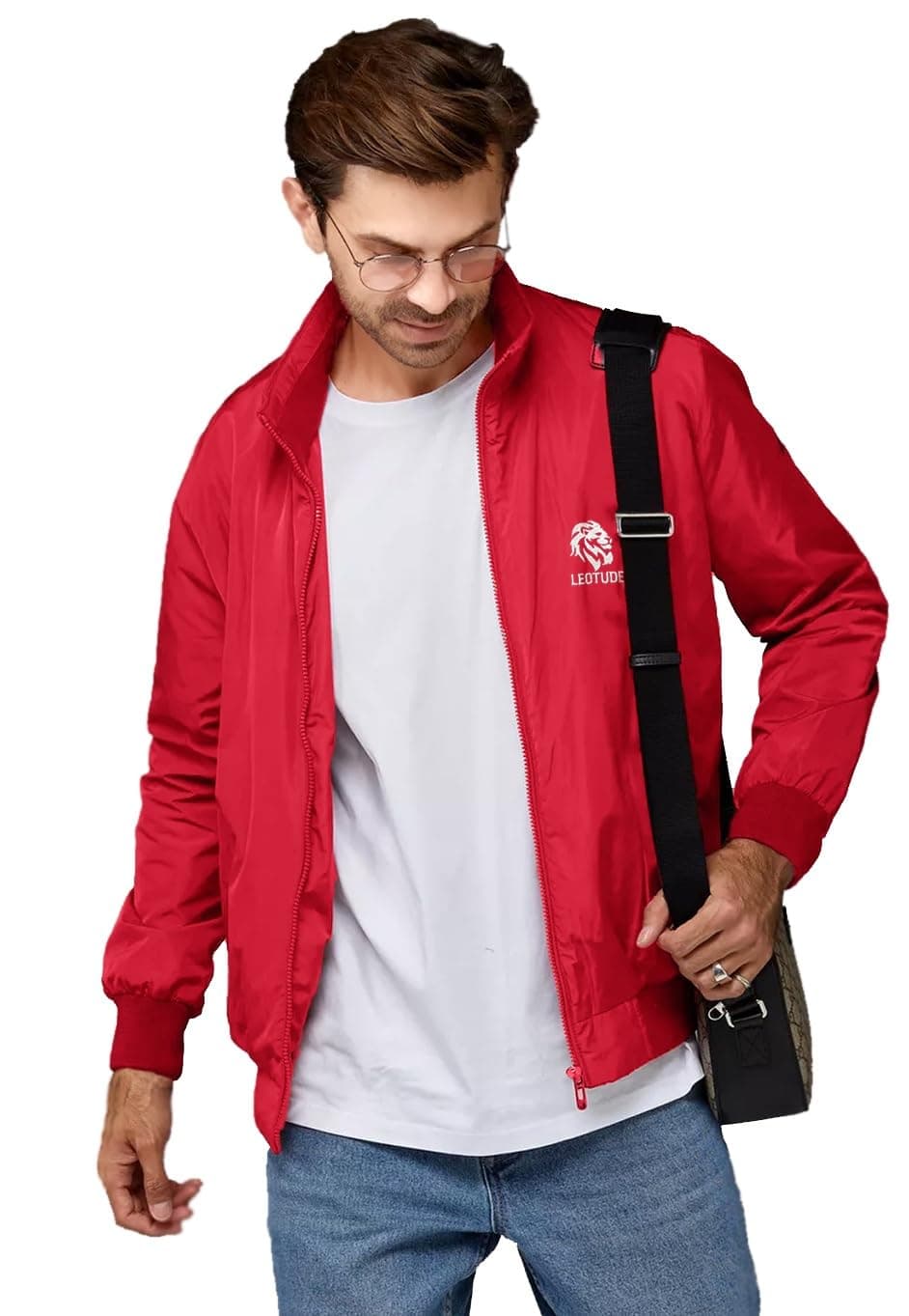 LEOTUDE Full Sleeve Windcheater Polyester Jacket For Mens (JKT-15JACKET_P_Red_M)