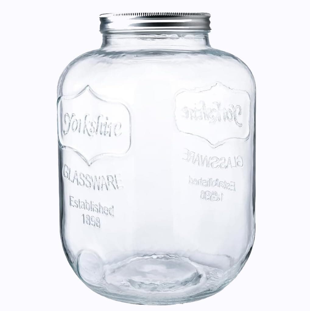 CATPOWER 2 Gallons XLarge Glass Jar With Mouth Canning Jar Kitchen Storage Jar Cookie Candy Penny Jar with Stainless Steel Screw Lid