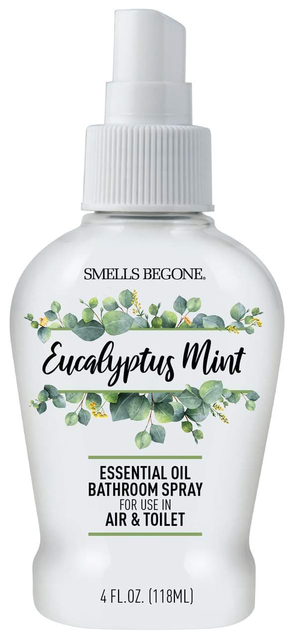SMELLS BEGONE 4 oz Essential Oil Air Freshener Bathroom Spray Eliminates Bathroom Toilet Odors Made with Essential Oils Eucalyptus Mint Scent