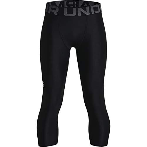 Under Armour Boys HeatGear Armour 3/4 Leggings , Black (001)/Pitch Gray , X-Small