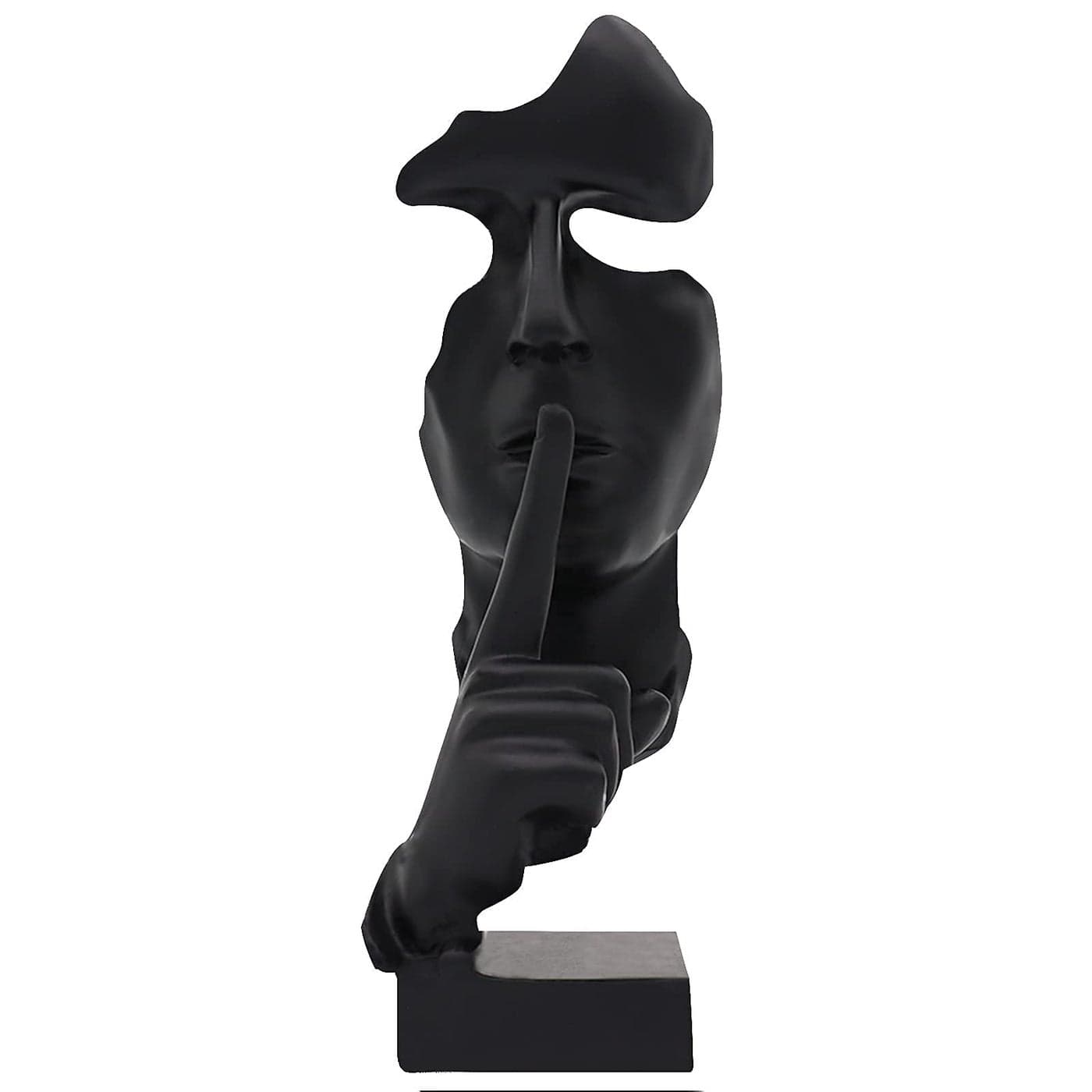 aboxoo Thinker Statue Silence is Gold Abstract Art Figurine Modern Home Resin Sculptures Decorative Objects Piano Desktop Decor for Creative Room Home Office Study Decor Black