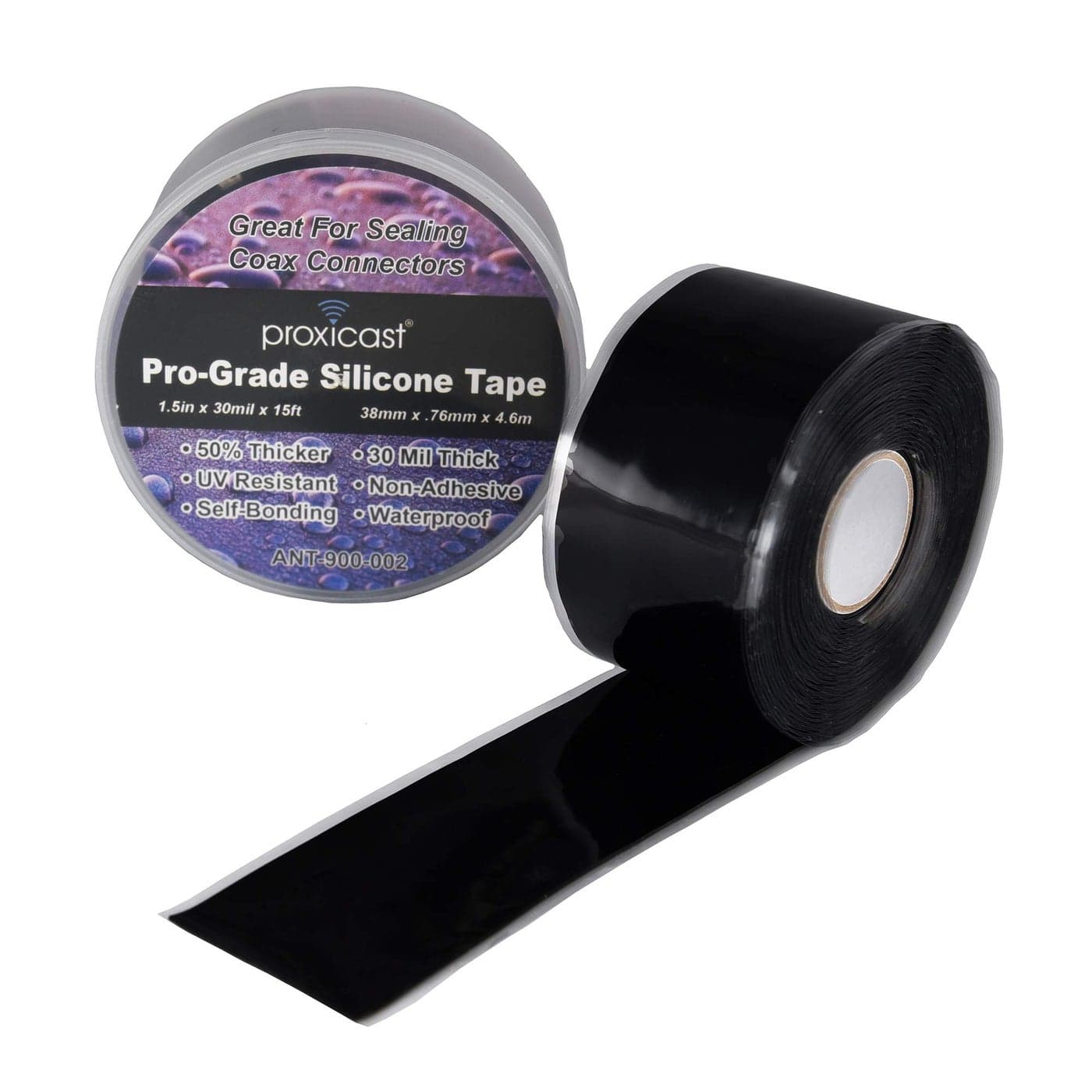 Proxicast ProGrade Extra Strong 30mil Weatherproof SelfFusing Silicone Rubber Sealing Tape For Outdoor Antenna Coax Electrical Cables HosePipe Leaks Emergency Repairs 15 x 15 roll Black