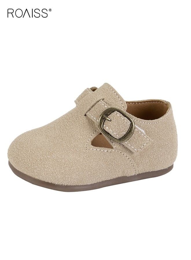 Toddler Suede Shoes with Velcro, Kids Flat Shoes with Anti-collision Round-toe and Anti-slip Design, Comfort Premium Walking Shoes for Little Kids