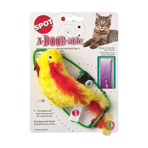 SPOT ADoorAble Plush Bird Cat Toy Rattle and Catnip Cat Toy Provides Hours of Entertainment for Your Cat Hangs on Any Size Door Frame