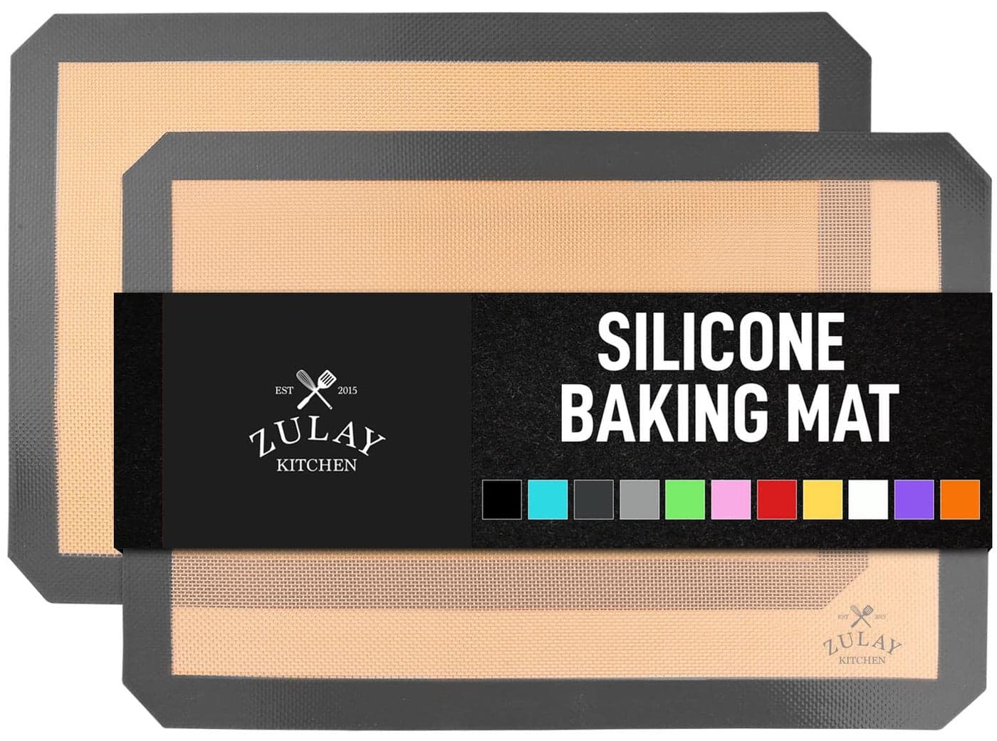 Zulay Kitchen Silicone Baking Mat Set 2Pack 165 116 Reusable NonStick Silicone Baking Sheets FoodSafe HeatResistant up to 250F Perfect for Cookies Pastries Oven Use Dark Gray