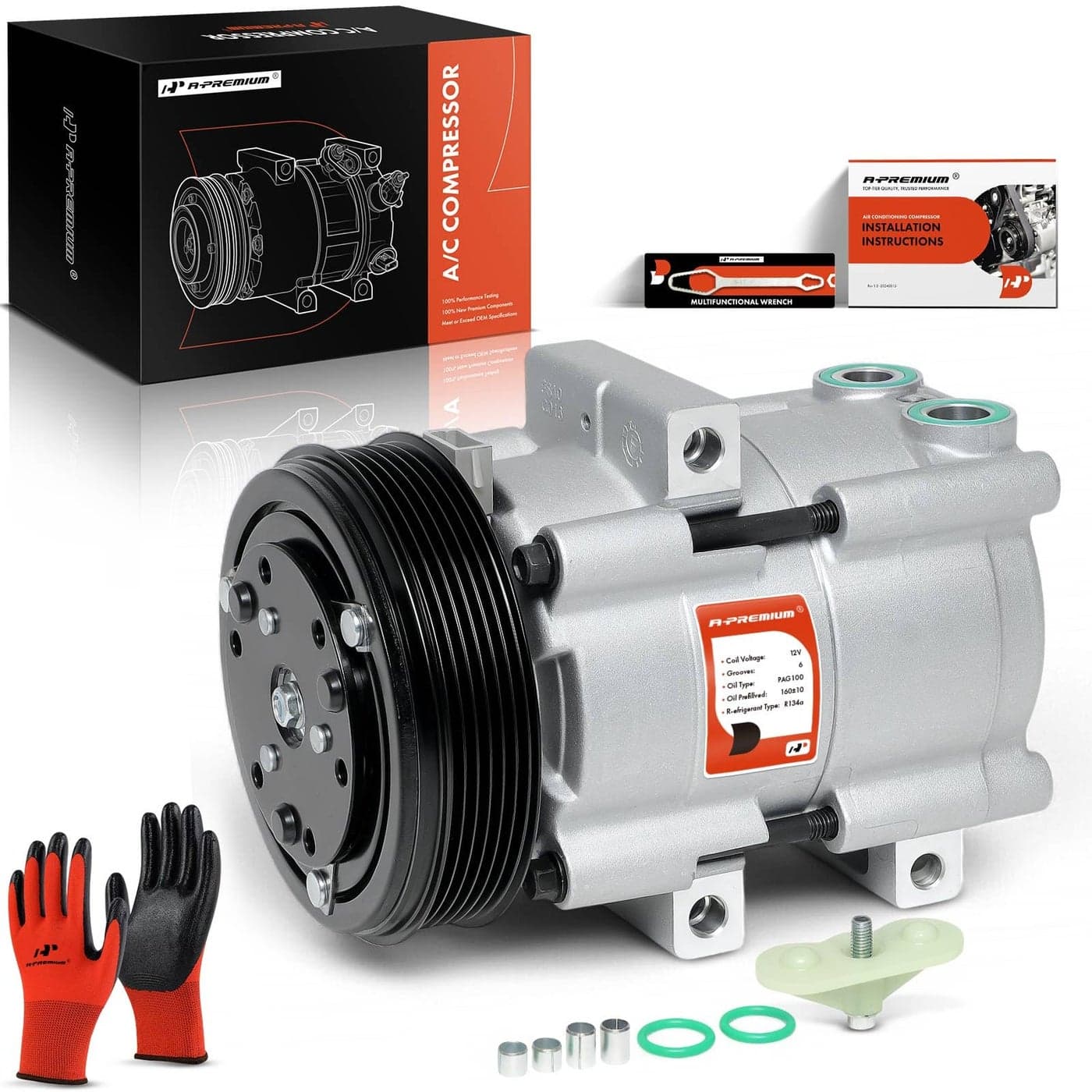 APremium Air Conditioner AC Compressor with Clutch Compatible with Ford F150 20022003 F250 F350 F450 F550 Super Duty 46L 54L 68L