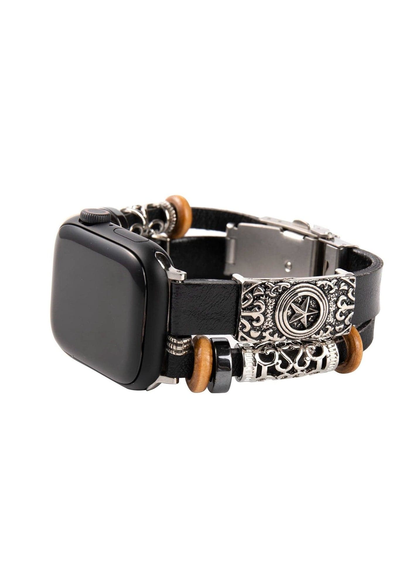 Compatible with Apple Watch Band 45mm 44mm 42mm 41mm 40mm 38mm 49mm, Handmade Leather Bracelets Boho Bead Strap Women Men Thin Slim Wristband Accessories for iwatch Series 9/8/7/SE/6/5/4/3/2/1/Ultra
