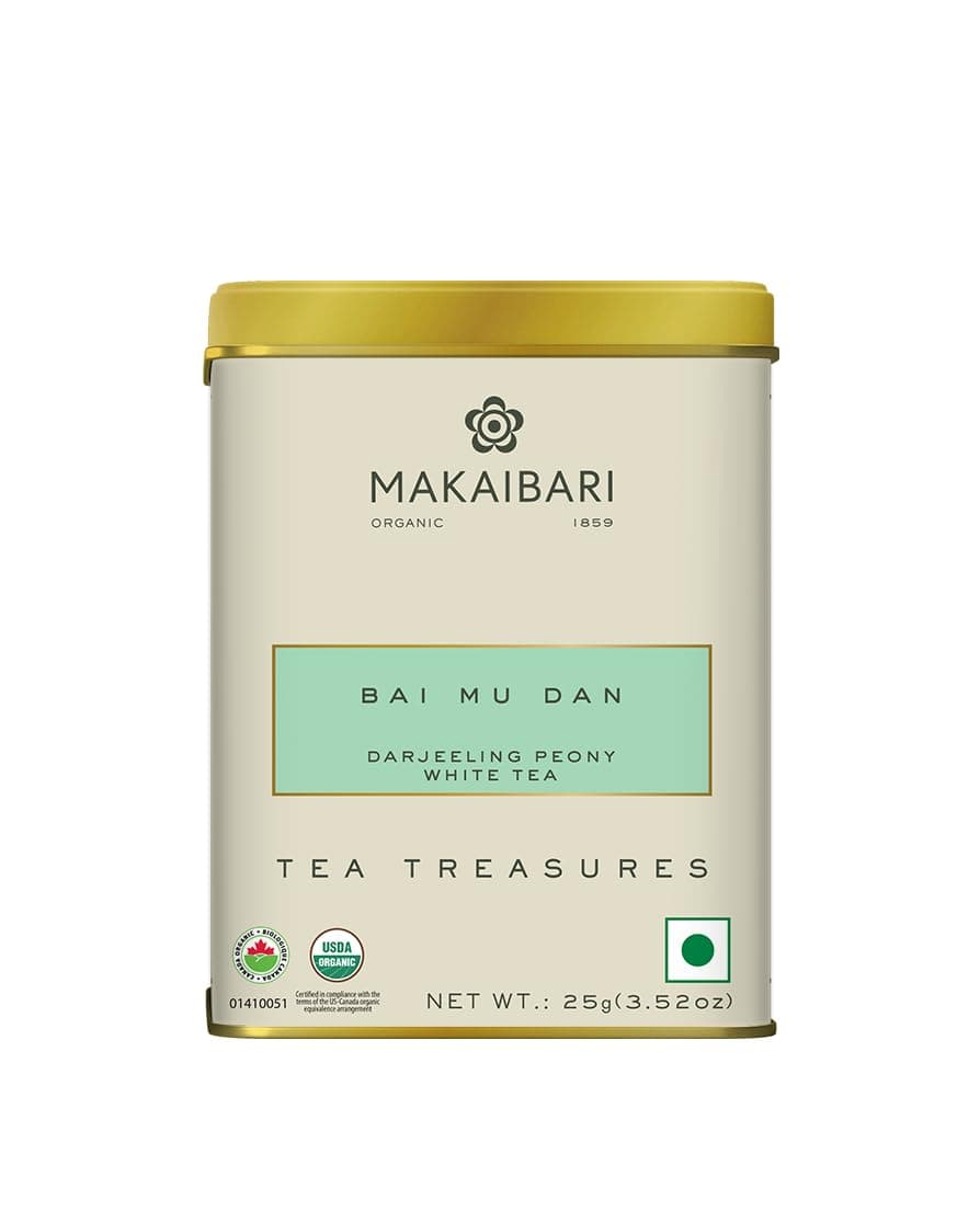 Makaibari Bai Mu Dan | 25 gm Tin Caddy | White Loose Tea | Handpicked Organic White Tea