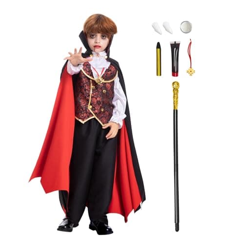 Vampire Costume for Boys Scary Halloween Party Vampire Teeth Cosmetic Kit Included