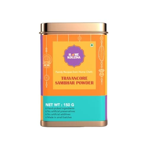 Home Kouzina Travancore Sambhar Powder - 150G | Authentic South Indian Spice Blend for Traditional Sambhar | Homemade Style, Bold Flavor | No Artificial Additives | Made in Small Batches